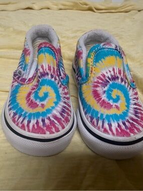 Vans Kids Tie-Dye Slip-On Shoes - Blue, Yellow, Pink, White